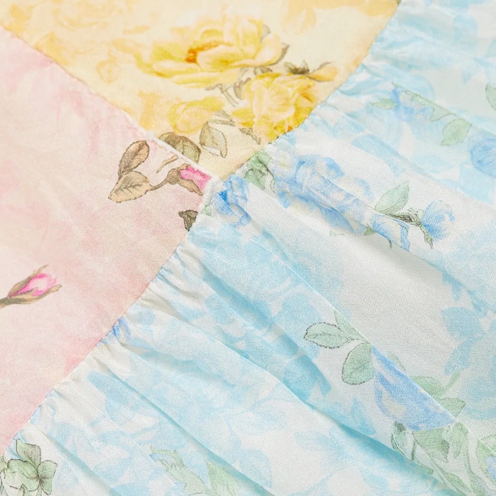 Loveshackfancy Rainbow Clouds Russ Patchwork Silk… - image 8